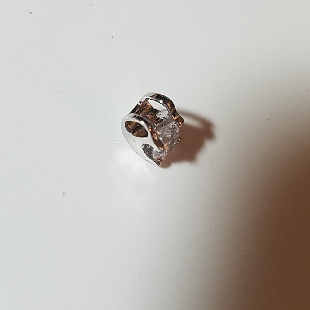Rhinestone Stud Silver Charm 1/8"